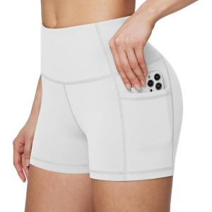 imagebaleaf Womens 8quot 5quot 3quot Biker Shorts High Waist Yoga Workout Gym Running Volleyball Spandex Shorts with PocketsWhiteclassic