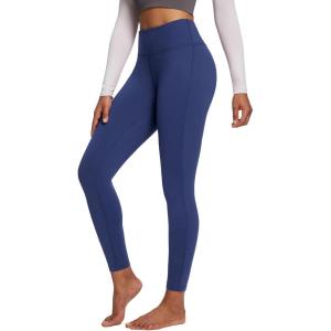 imagebaleaf Womens Petite Fleece Lined Leggings with Pockets 25quot Thermal Winter Warm High Waisted Thick 78 Yoga PantsBlue25