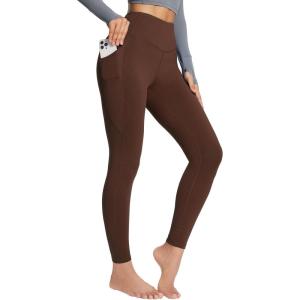 imagebaleaf Womens Petite Fleece Lined Leggings with Pockets 25quot Thermal Winter Warm High Waisted Thick 78 Yoga PantsBrown25