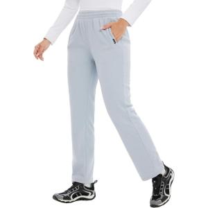 imagebaleaf Womens Polar Fleece Pants Thermal Cold Winter Lightweight Elastic Waist Sweatpants with PocketLight Grey