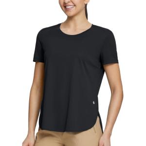 imagebaleaf Womens Short Sleeve T Shirts Crew Neck Workout Tops Running Shirts Sun Protection Quick Dry UVBlack