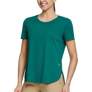 imagebaleaf Womens Short Sleeve T Shirts Crew Neck Workout Tops Running Shirts Sun Protection Quick Dry UVGreen