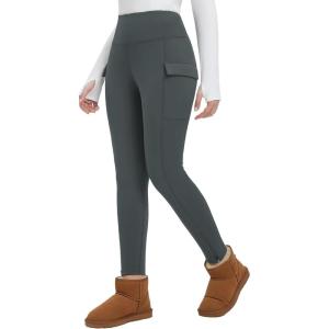 imagebaleaf Womens Thick Fleece Lined Leggings Winter Snow Pants Warm Thermal High Waisted Ski LeggingDark Gray