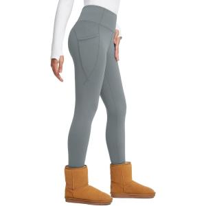 imagebaleaf Womens Thick Fleece Lined Leggings Winter Snow Pants Warm Thermal High Waisted Ski LeggingGray
