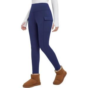 imagebaleaf Womens Thick Fleece Lined Leggings Winter Snow Pants Warm Thermal High Waisted Ski LeggingNavy Blue