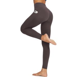 imagebaleaf Workout Leggings with Pockets for Women High Waisted Tummy Control Plus Size Yoga Pants for Running Gym AthleticSeal Brown
