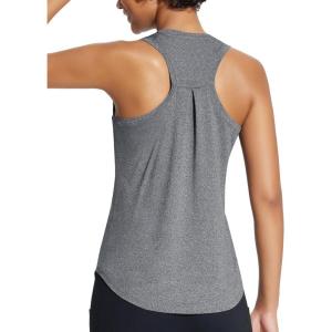 imagebaleaf Workout Tank Tops for Women Sleeveless Athletic Top Loose Fit Running Shirts High Neck Yoga Gym Clothes01grey