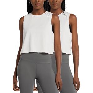 imagebaleaf Workout Tops for Women Crop Tank Top Quick Dry Athletic Gym Exercise Sleeveless Shirts Muscle Yoga Loose FitWhite2 Pack