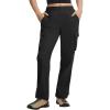 imageBALEAF Womens Hiking Pants Ripstop Water Resistant Lightweight Quick Dry Cargo Pants with 5 Pockets Outdoor Casual TravelBlack