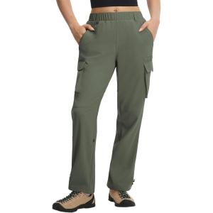 imageBALEAF Womens Hiking Pants Ripstop Water Resistant Lightweight Quick Dry Cargo Pants with 5 Pockets Outdoor Casual TravelArmy Green