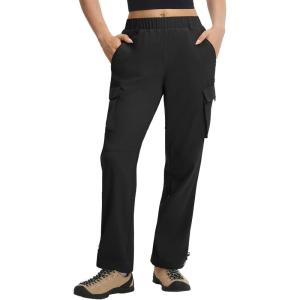 imageBALEAF Womens Hiking Pants Ripstop Water Resistant Lightweight Quick Dry Cargo Pants with 5 Pockets Outdoor Casual TravelBlack