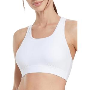 imagebaleaf Womens UPF 50 Swim Bra Modest Bikini Top Quick Dry Workout Sport Bra Under Rash GuardWhite
