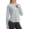 imageBALEAF Womens Sun Shirts UPF50 Half Zip Shirt Rash Guard Long Sleeves SPF Lightweight Clothing UV Protection Hiking TopLight Gray
