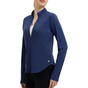 imageBALEAF Womens Sun Shirts UPF50 Half Zip Shirt Rash Guard Long Sleeves SPF Lightweight Clothing UV Protection Hiking TopClassic Navy