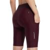 imagebaleaf Womens Bike Shorts 4D Padded Cycling Spinning Road Bike Pockets Wide Waistband UPF50Wine Red