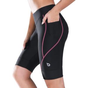 imagebaleaf Womens Bike Shorts 4D Padded Cycling Spinning Road Bike Pockets Wide Waistband UPF5001pink