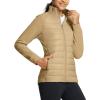 image:imagebaleaf Womens Running Jacket Winter Lightweight Water Resistant Puffer Coat Fall Cold Weather Hiking Zip PocketsBrown