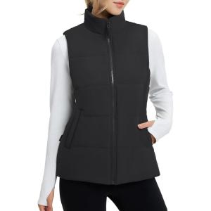 image:imageBALEAF Womens Running Puffer Vest Lightweight Winter Warm Vests Water Resistant Sleeveless Puffer JacketsBlack