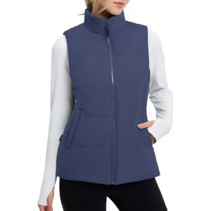 image:imageBALEAF Womens Running Puffer Vest Lightweight Winter Warm Vests Water Resistant Sleeveless Puffer JacketsNavy Blue