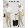 image:imagebaleaf Womens Ankle Barrel Pants Stretch Travel Pants Petite Work Pants Casual Slacks with PocketsKhaki