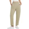 image:imagebaleaf Womens Ankle Barrel Pants Stretch Travel Pants Petite Work Pants Casual Slacks with PocketsKhaki