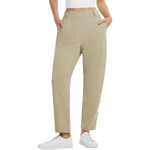 image:imagebaleaf Womens Ankle Barrel Pants Stretch Travel Pants Petite Work Pants Casual Slacks with PocketsKhaki