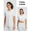image:imageBALEAF Womens Short Sleeve Workout Shirts UPF 50 Open Back Tops Sun Protection Athletic Yoga TShirtsStar White