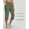 image:imagebaleaf Capri Pants for Women Yoga with Pockets 18 Cropped Pants V Cross Waistband Workout Straight Leg Leggings SummerArmy Green