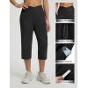 image:imagebaleaf Capri Pants for Women Yoga with Pockets 18 Cropped Pants V Cross Waistband Workout Straight Leg Leggings SummerBlack