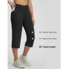 image:imagebaleaf Capri Pants for Women Yoga with Pockets 18 Cropped Pants V Cross Waistband Workout Straight Leg Leggings SummerBlack