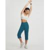 image:imagebaleaf Capri Pants for Women Yoga with Pockets 18 Cropped Pants V Cross Waistband Workout Straight Leg Leggings SummerBlue