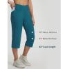 image:imagebaleaf Capri Pants for Women Yoga with Pockets 18 Cropped Pants V Cross Waistband Workout Straight Leg Leggings SummerBlue