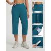 image:imagebaleaf Capri Pants for Women Yoga with Pockets 18 Cropped Pants V Cross Waistband Workout Straight Leg Leggings SummerBlue