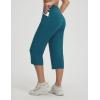 image:imagebaleaf Capri Pants for Women Yoga with Pockets 18 Cropped Pants V Cross Waistband Workout Straight Leg Leggings SummerBlue