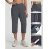 image:imagebaleaf Capri Pants for Women Yoga with Pockets 18 Cropped Pants V Cross Waistband Workout Straight Leg Leggings SummerDark Gray