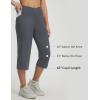 image:imagebaleaf Capri Pants for Women Yoga with Pockets 18 Cropped Pants V Cross Waistband Workout Straight Leg Leggings SummerDark Gray
