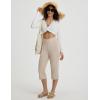 image:imagebaleaf Capri Pants for Women Yoga with Pockets 18 Cropped Pants V Cross Waistband Workout Straight Leg Leggings SummerKhaki