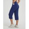 image:imagebaleaf Capri Pants for Women Yoga with Pockets 18 Cropped Pants V Cross Waistband Workout Straight Leg Leggings SummerNavy Blue