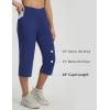 image:imagebaleaf Capri Pants for Women Yoga with Pockets 18 Cropped Pants V Cross Waistband Workout Straight Leg Leggings SummerNavy Blue