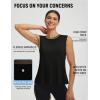 image:imagebaleaf Women Sleeveless Athletic Tops for Workout Yoga Tank Tops Crop Open Back UPF 50 Tennis Running Gym Loose FitBlack