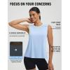 image:imagebaleaf Women Sleeveless Athletic Tops for Workout Yoga Tank Tops Crop Open Back UPF 50 Tennis Running Gym Loose FitLight Blue