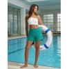 image:imagebaleaf Womens 4 High Waisted Swim Board Shorts Quick Dry UPF50 with Zipper PocketsGreen