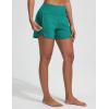 image:imagebaleaf Womens 4 High Waisted Swim Board Shorts Quick Dry UPF50 with Zipper PocketsGreen