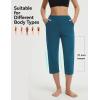 image:imagebaleaf Womens Capri Pants High Waisted Straight Leg Yoga Capris Leggings with Pockets Crop Workout 21 Summer PantsBlue