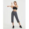 image:imagebaleaf Womens Capri Pants High Waisted Straight Leg Yoga Capris Leggings with Pockets Crop Workout 21 Summer PantsDark Gray