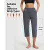 image:imagebaleaf Womens Capri Pants High Waisted Straight Leg Yoga Capris Leggings with Pockets Crop Workout 21 Summer PantsDark Gray