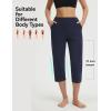 image:imagebaleaf Womens Capri Pants High Waisted Straight Leg Yoga Capris Leggings with Pockets Crop Workout 21 Summer PantsNavy Blue