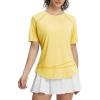 image:imageBALEAF Womens Short Sleeve Sun Protection Shirts Moisture Wicking Quick Dry Workout Top for Hiking Running UPF 50Yellow