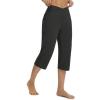 image:imagebaleaf Capri Pants for Women Yoga with Pockets 18 Cropped Pants V Cross Waistband Workout Straight Leg Leggings SummerBlack