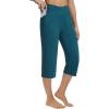 image:imagebaleaf Capri Pants for Women Yoga with Pockets 18 Cropped Pants V Cross Waistband Workout Straight Leg Leggings SummerBlue